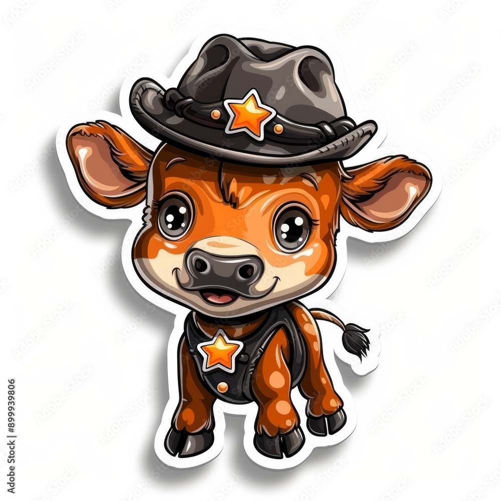 Fototapeta premium Cute Cartoon Cow Wearing