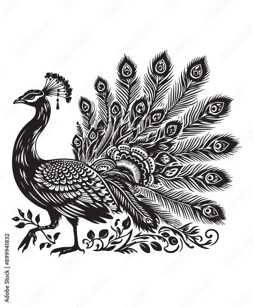 Obraz premium peafowl bird vector art,graphics peafowl birds icons set,vintage illustration peafowl bird clipart,vector peafowl birds flat style artwork design