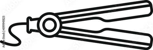 Hair straightener icon in trendy outline style isolated on white background for web design
