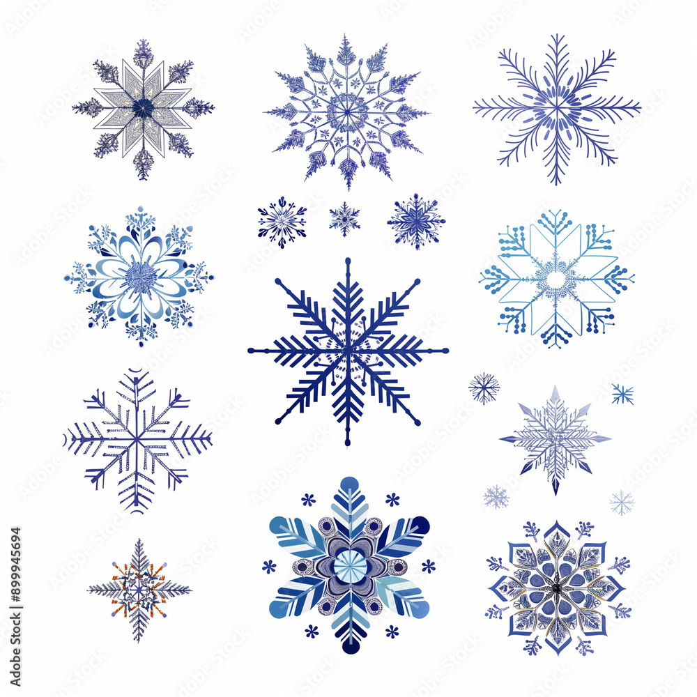 さまざまな雪の結晶イラスト さまざまな雪の結晶イラスト