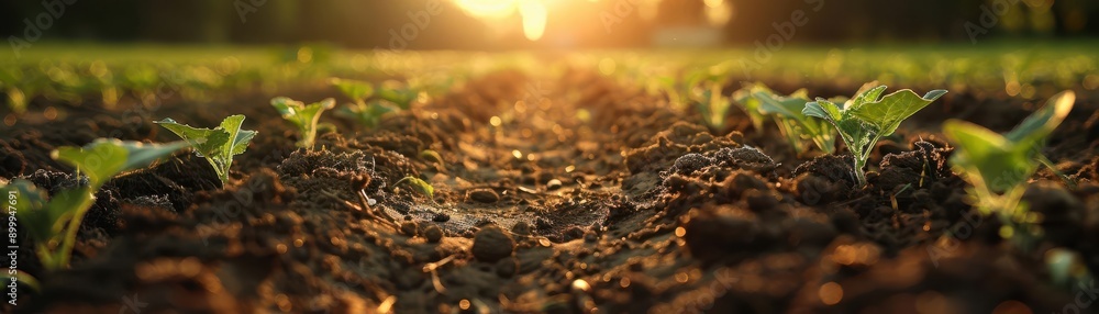 Closeup of organic farm with crops and farmers working sustainably detailed textures and precision Closeup of organic farm with crops and farmers working sustainably detailed textures and precision
