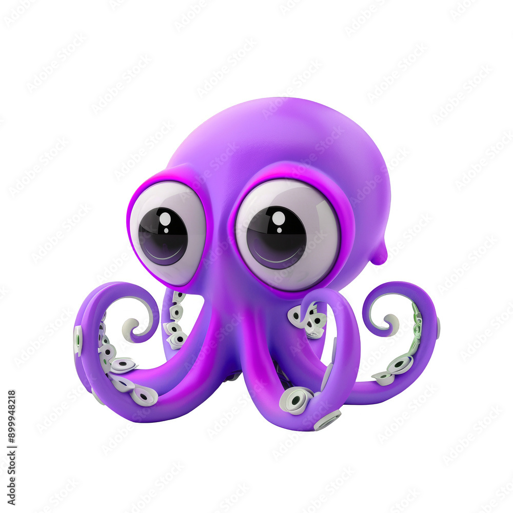 premium 3d illustration an light purple octopus with two white eyes premium 3d illustration an light purple octopus with two white eyes