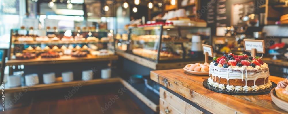Charming Bakery Shop with Fresh Pastries, Cakes, and Rustic Decor in Cozy Setting Charming Bakery Shop with Fresh Pastries, Cakes, and Rustic Decor in Cozy Setting