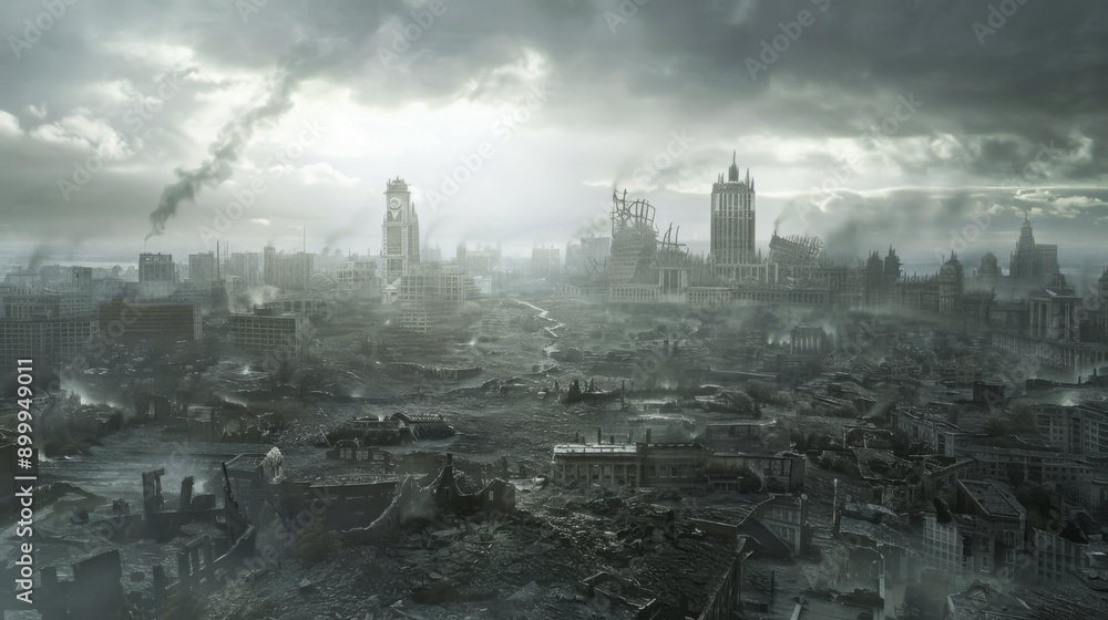 View from above of the destruction of a megapolis in the smoky sand. The concept of tragedy, apocalypse. View from above of the destruction of a megapolis in the smoky sand. The concept of tragedy, apocalypse.