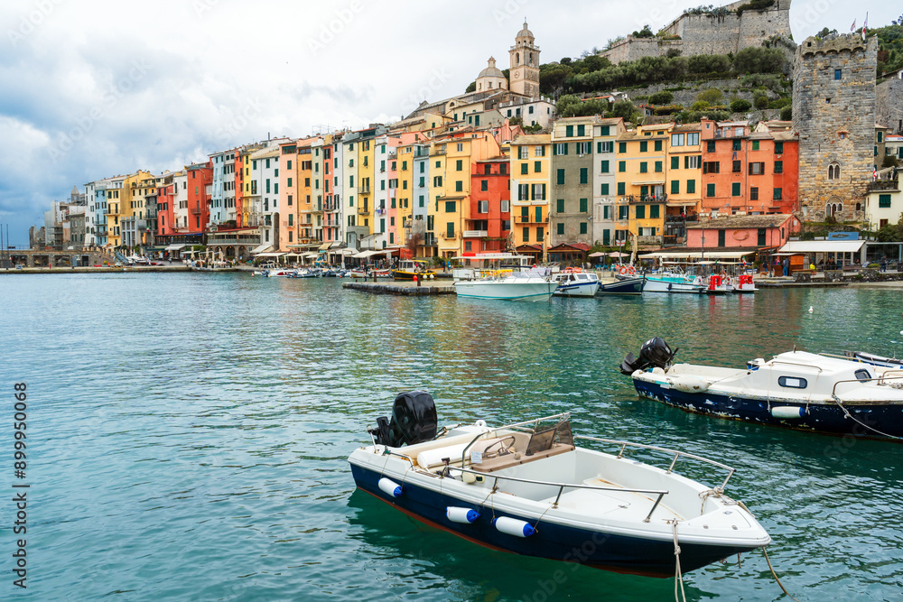 Fototapeta premium Port and embankment of the city of Porto Venere. Bay of Poets.