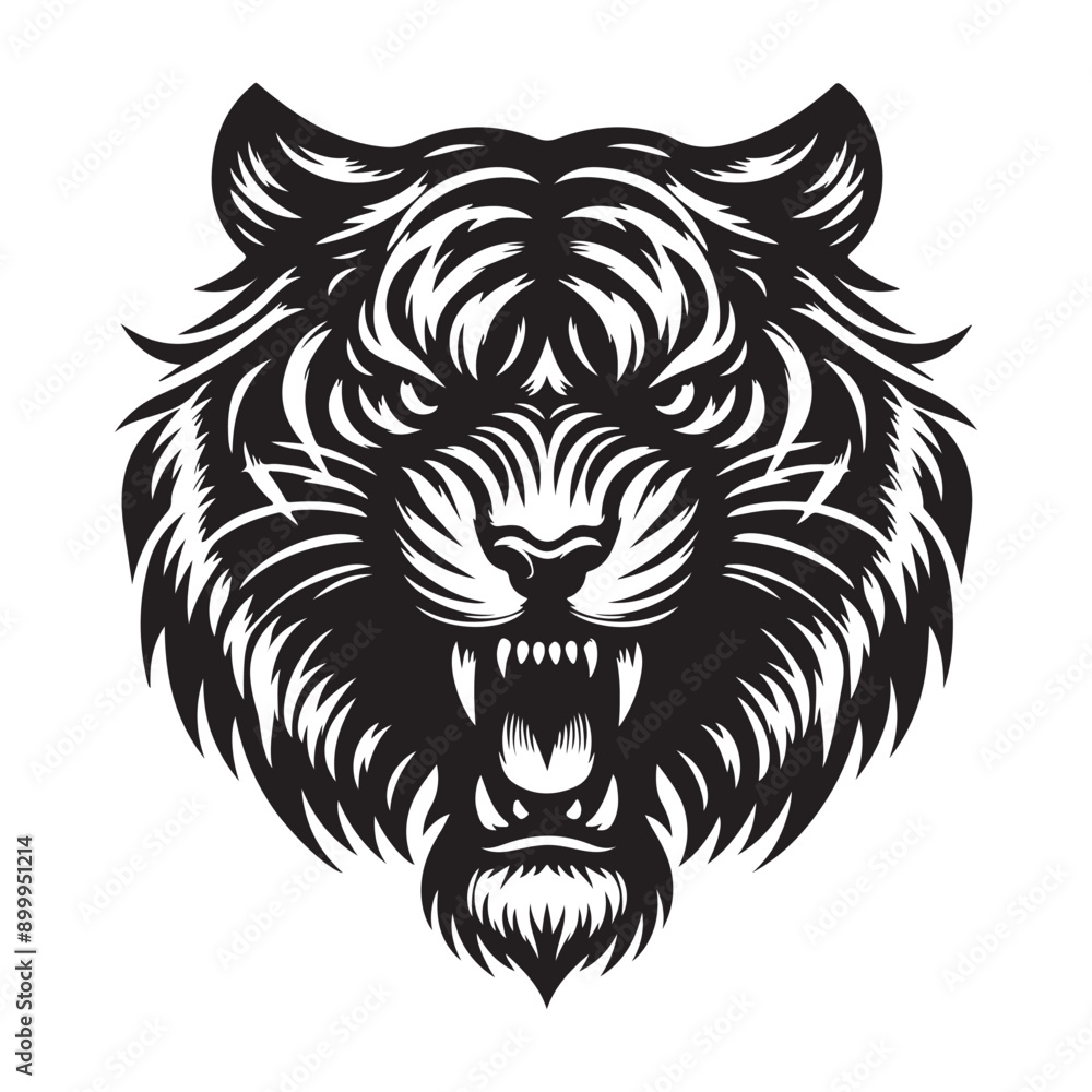 Obraz premium Tiger Head Tattoo. Tiger Head silhouette vector illustration