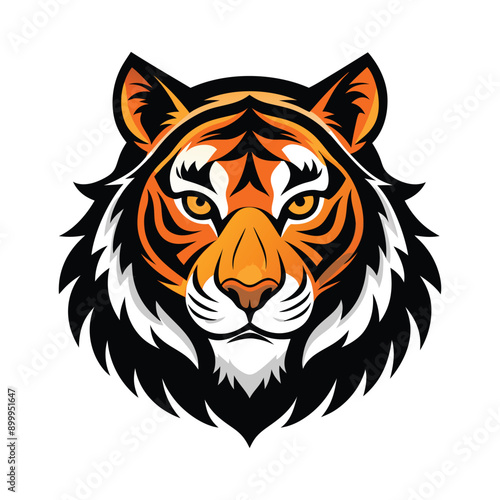 Tiger head mascot logo. Logo design. Illustration for printing on t-shirts.