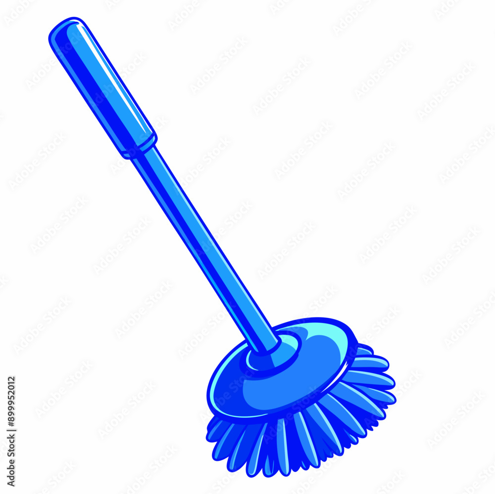 Blue Toilet Brush Icon, Modern Design, Cleaning Tool with Copy Space Blue Toilet Brush Icon, Modern Design, Cleaning Tool with Copy Space