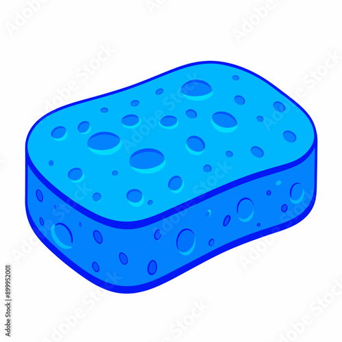 Blue Sponge Icon, Modern Design, Cleaning Supplies with Copy Space