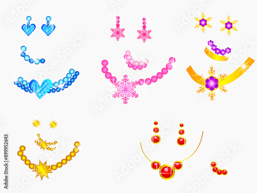 Realistic earrings jewelry accessories icons set.

