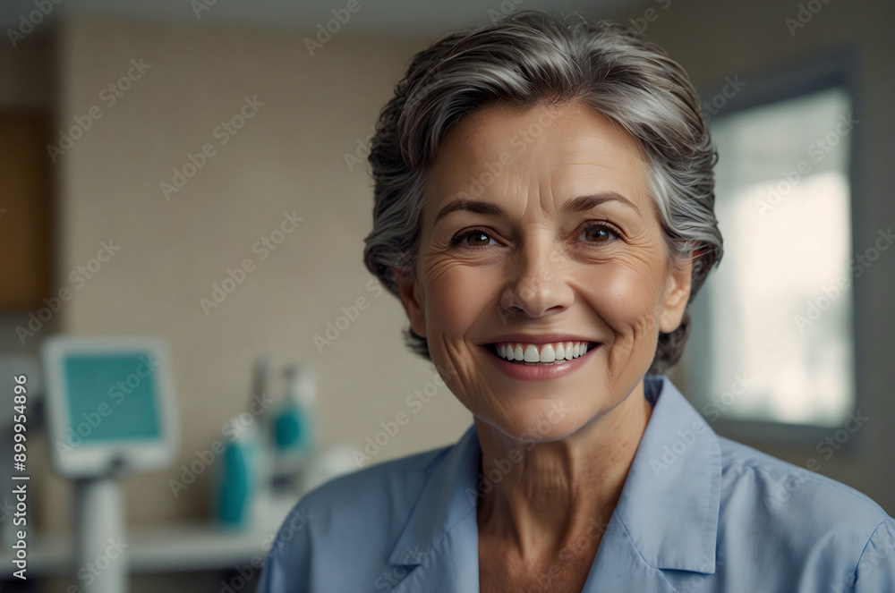 An old woman at a dentist appointment. Stamological services. An old woman at a dentist appointment. Stamological services.