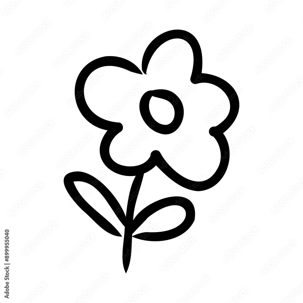 illustration of a flower sketch on white background