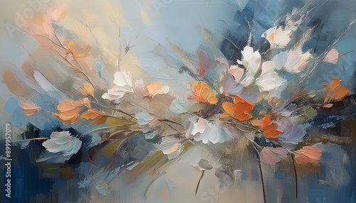 Wallpaper Mural An artistic gentle colorful background with flowers painted by a palette knife	 Torontodigital.ca
