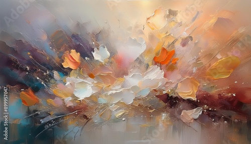 Wallpaper Mural An artistic gentle colorful background with flowers painted by a palette knife	 Torontodigital.ca