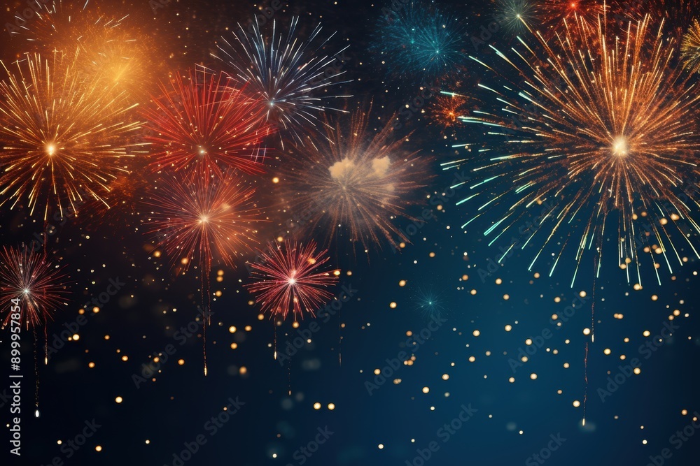Naklejka premium abstract fireworks background and space for text