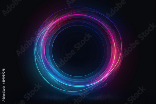 Creative digital tech circle on dark backdrop. Big data and technology concept. 3D Rendering.