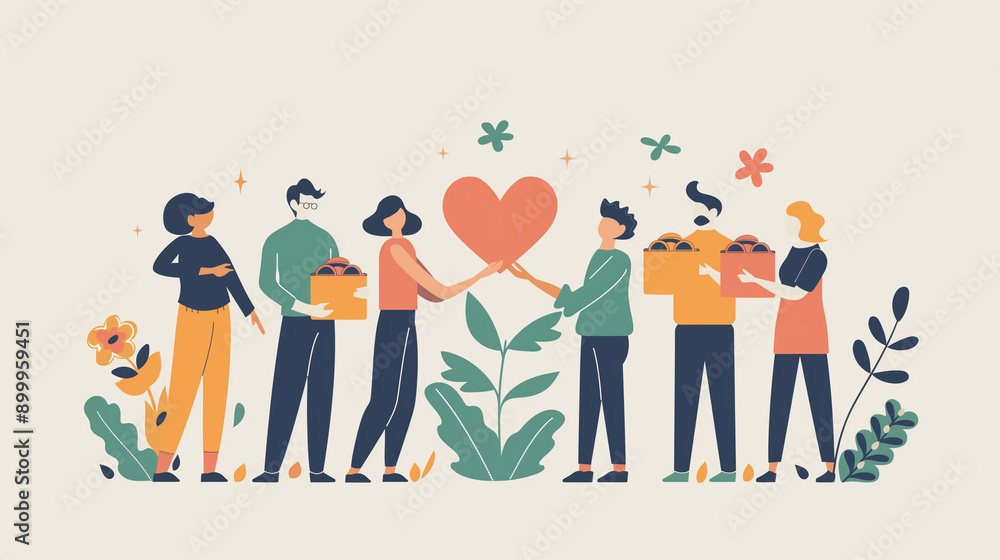 Illustration of diverse group of people volunteering. Illustration of diverse group of people volunteering.