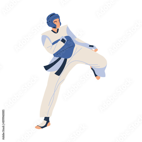 professional man practicing taekwondo