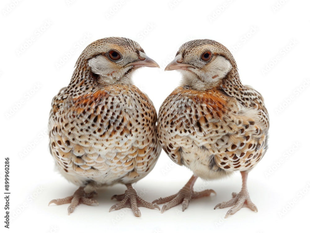 Freshly Prepared Quails Ready for Roasting on White Background Freshly Prepared Quails Ready for Roasting on White Background
