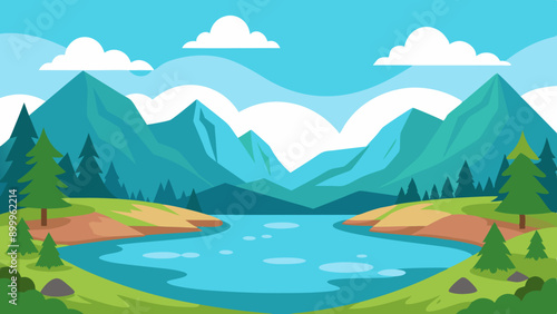  Lakes vector arts illustration 