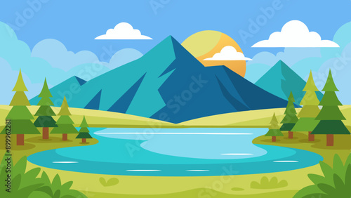  Lakes vector arts illustration 