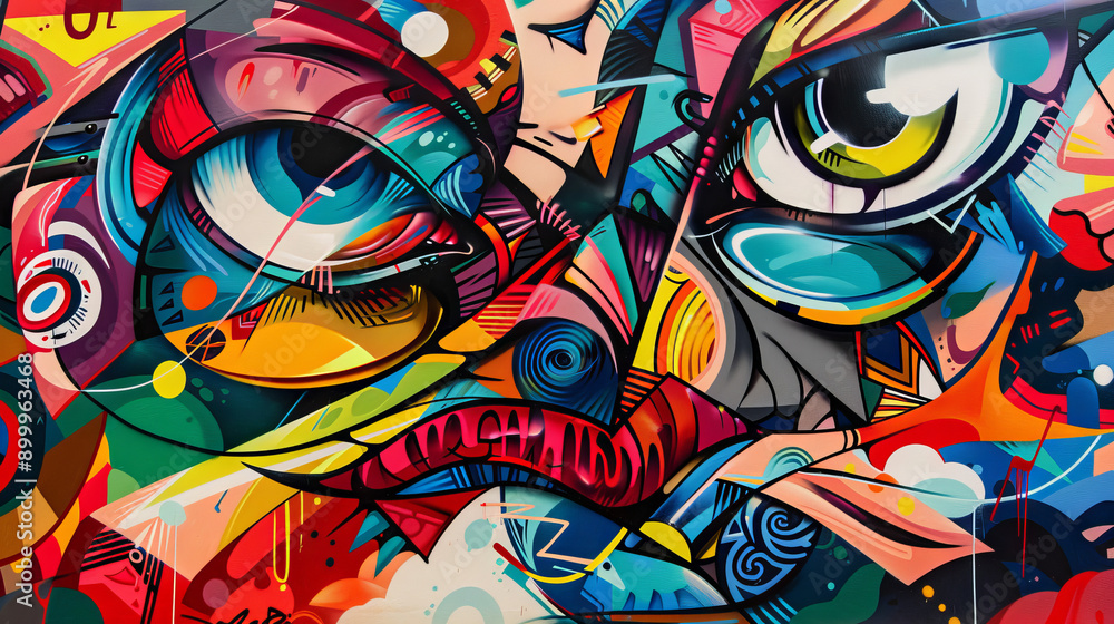 The overall mood should be vibrant and energetic, celebrating the impact and creativity of street art in urban environments. The overall mood should be vibrant and energetic, celebrating the impact and creativity of street art in urban environments.
