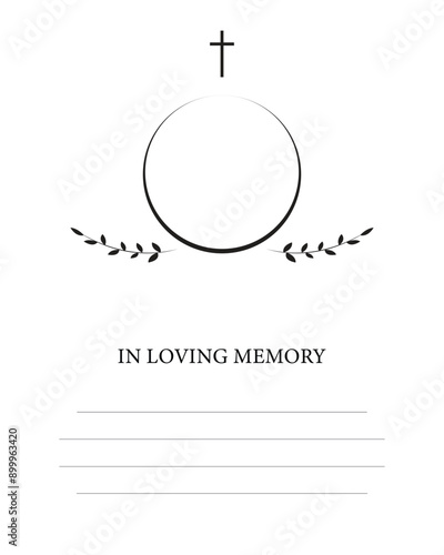 Funeral vector card. Empty card. Digital Funeral Announcement Invitation Template in vector Illustrator	
