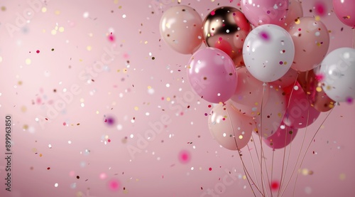 Pink Balloons and Confetti