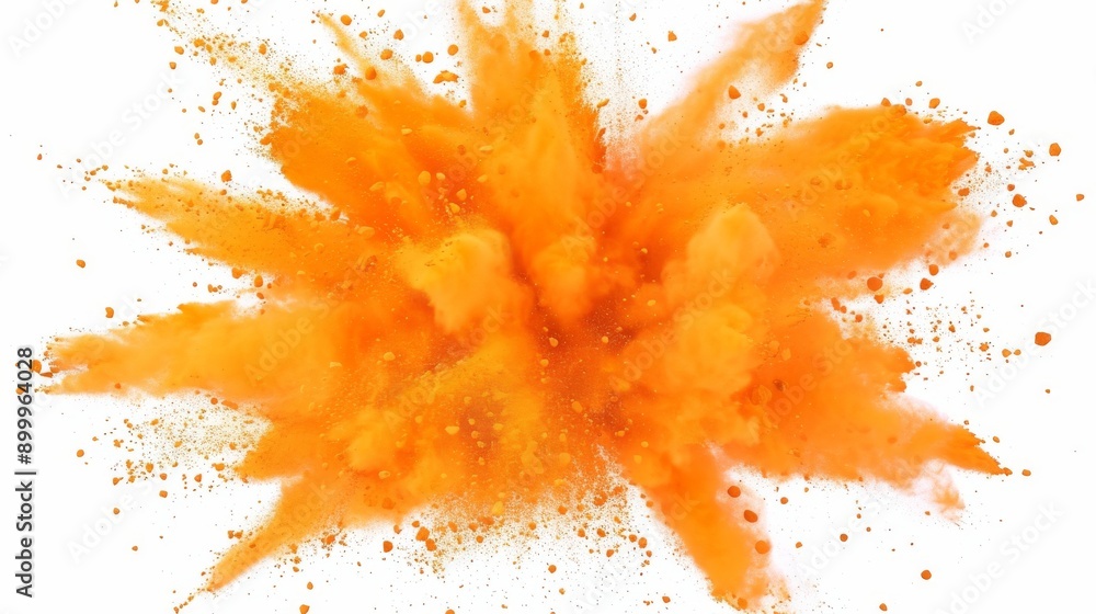orange powder explosion on a white background orange powder explosion on a white background