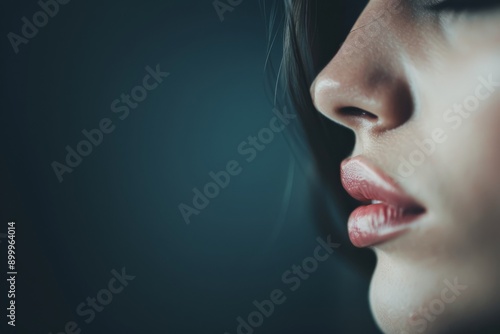 Woman's Profile With Pink Lipstick