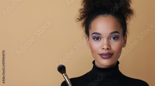 Woman Applying Makeup With Brush