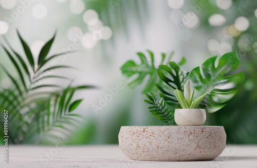 Minimalist Bowl Display With Flowers and Sunlight