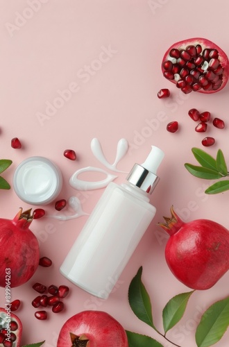 Pomegranate Beauty Product on Pink Background