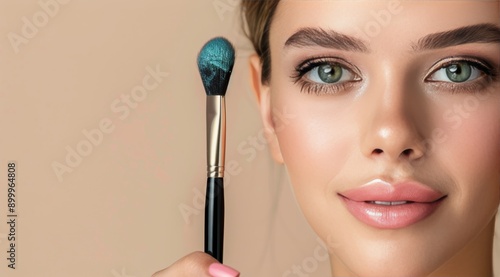 Woman Applying Makeup With Brush