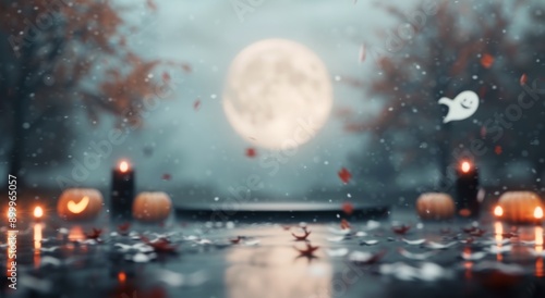 Ghost Standing on a Platform in a Foggy Forest