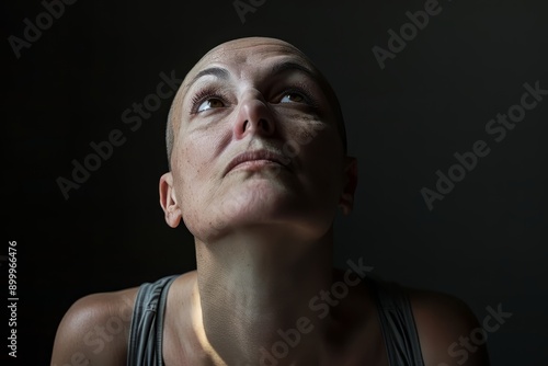 Power portraits of cancer patient. Oncology. Breast cancer. Chemotherapy