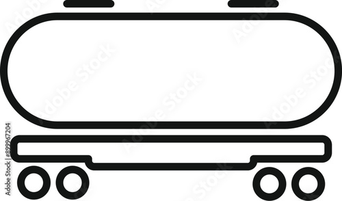 Black and white icon of a tank wagon carrying oil products for fueling cars