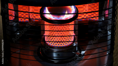 Red burning flame of Kerosene Heater