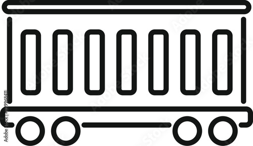 Simple line art of a train wagon, perfect for projects related to logistics, freight, and the railway industry