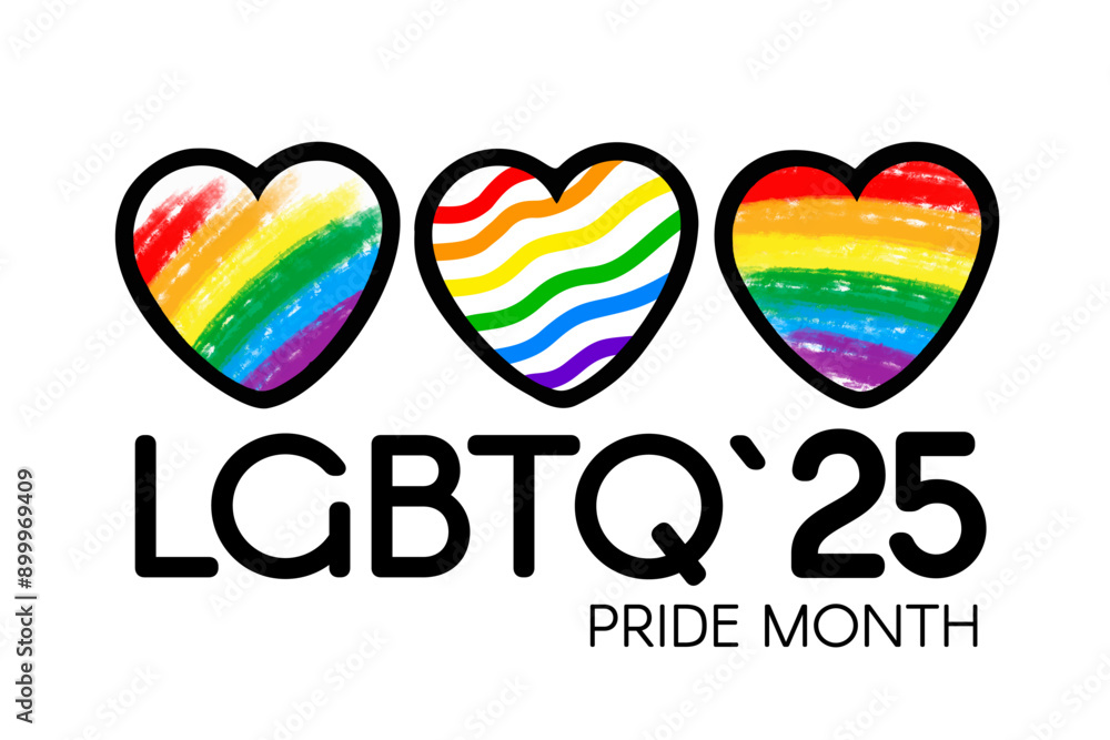 LGBTQ Pride Month 2025 rainbow logo. Vector symbol of Pride Month support. Stock Vector Adobe