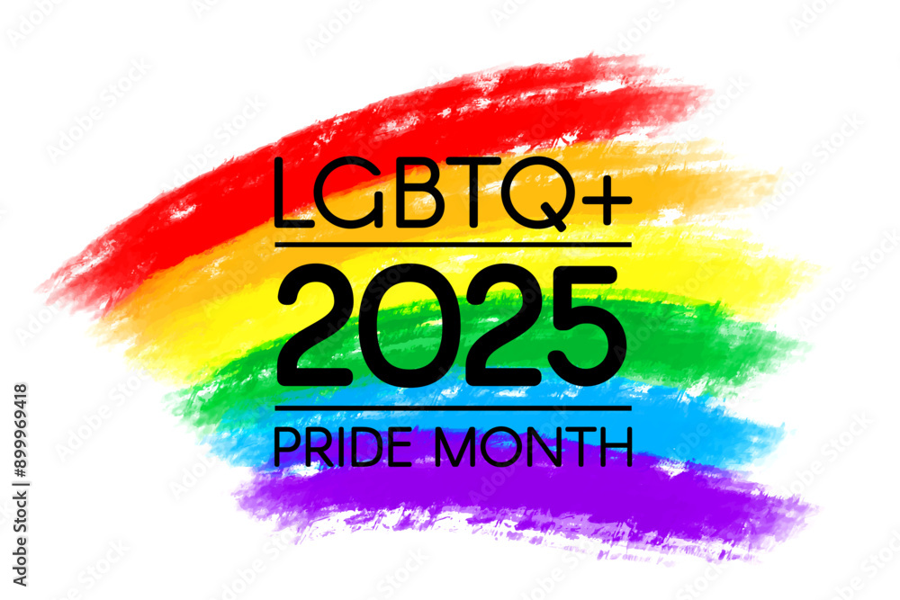 LGBTQ Pride Month 2025 rainbow logo. Vector symbol of Pride Month support. Stock Vector Adobe