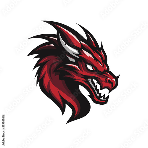 Dragon vector mascot logo design with modern illustration concept style for badge, emblem and tshirt printing. Dragon illustration for sport and esport team logotype. Dragon sticker