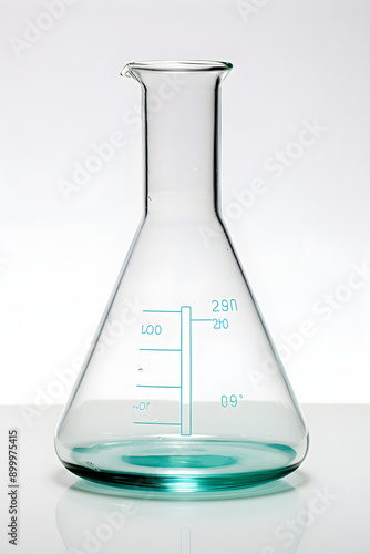 Transparent Glass Erlenmeyer Flask with Graduations in a Laboratory Setting