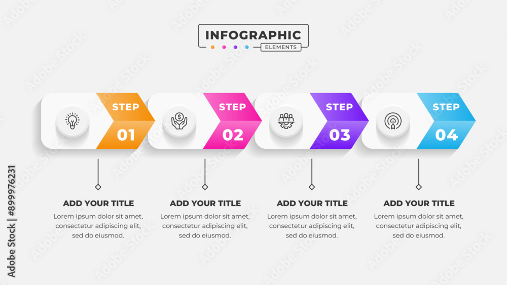 Fototapeta premium Vector business process infographic design template with 4 steps or options