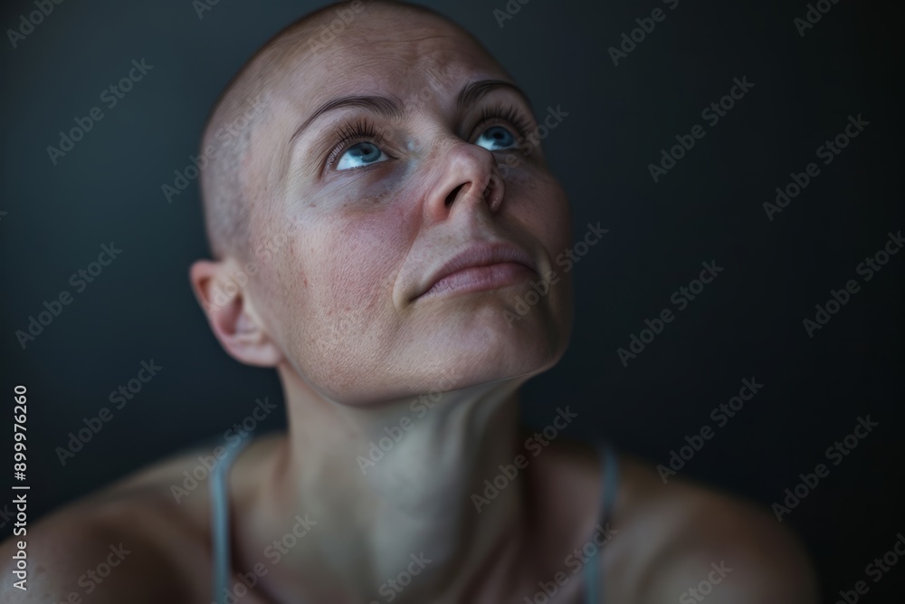 Obraz premium Power portraits of cancer patient. Oncology. Breast cancer. Chemotherapy