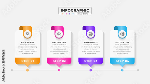 Vector business process infographic design template with 4 steps or options