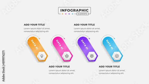 Vector business process infographic design template with 4 steps or options