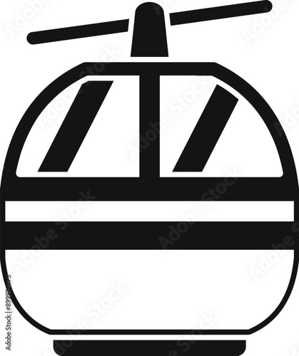 Simple icon of a funicular cabin transporting tourists to the top of a mountain