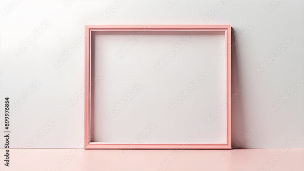 Wooden pink frame on white background. Generative AI Wooden pink frame on white background. Generative AI