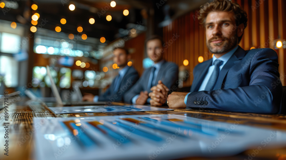 meeting of business leaders to discuss figures and results with the support of graphs and balance sheet curves meeting of business leaders to discuss figures and results with the support of graphs and balance sheet curves